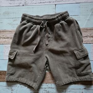 Kids Cargo Sweatshorts in Olive Green with Drawstring Waist
